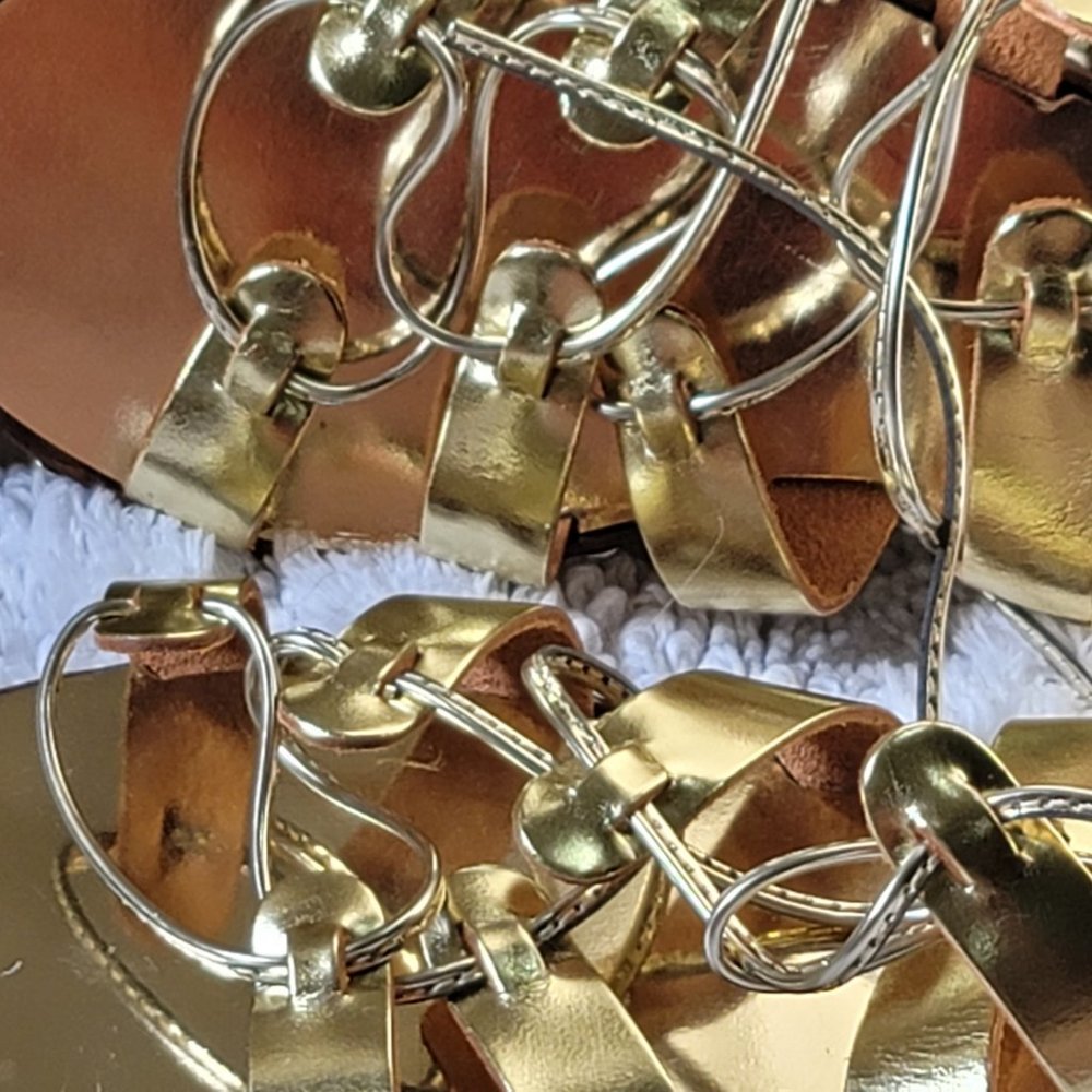 J. Crew Studded Gladiator Sandal Gold Leather.SALE!Was 60 Reduced to $45 - Picture 8 of 9